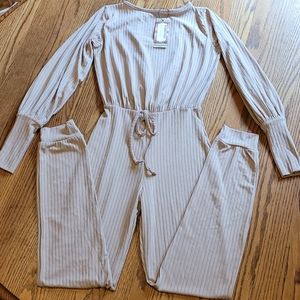 Petite ribbed jogger jumpsuit pantsuit